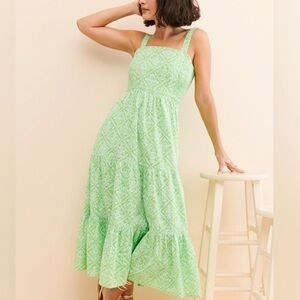Banjanan Helena Lime Green Patterned Dress